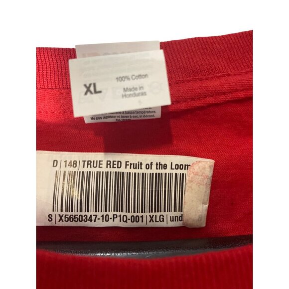 Fruit Of The Loom Men's Red "Mechanic" Graphic T-Shirt XL Crew Neck Short Sleeve - Picture 2 of 5
